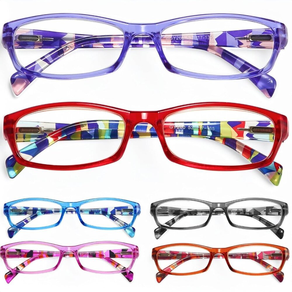 Reading Glasses for Women, 6 pack Fashion Readers for Women Men Spring Hinge Eye